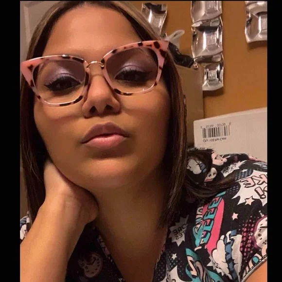 Pink blush rose leopard cat eye plastic eyeglasses frames brown new - Picture 1 of 14